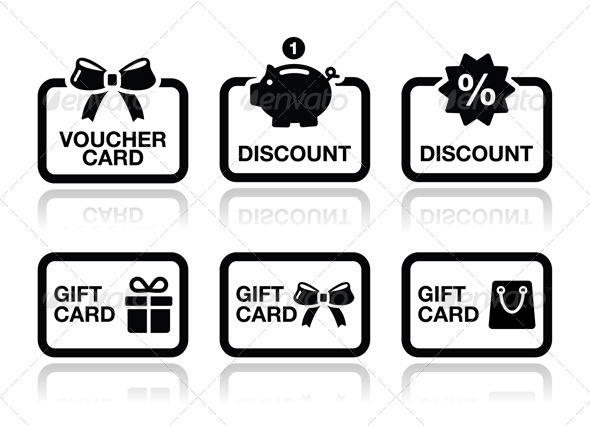 Voucher, Gift, Discount Card Vector Icons Set