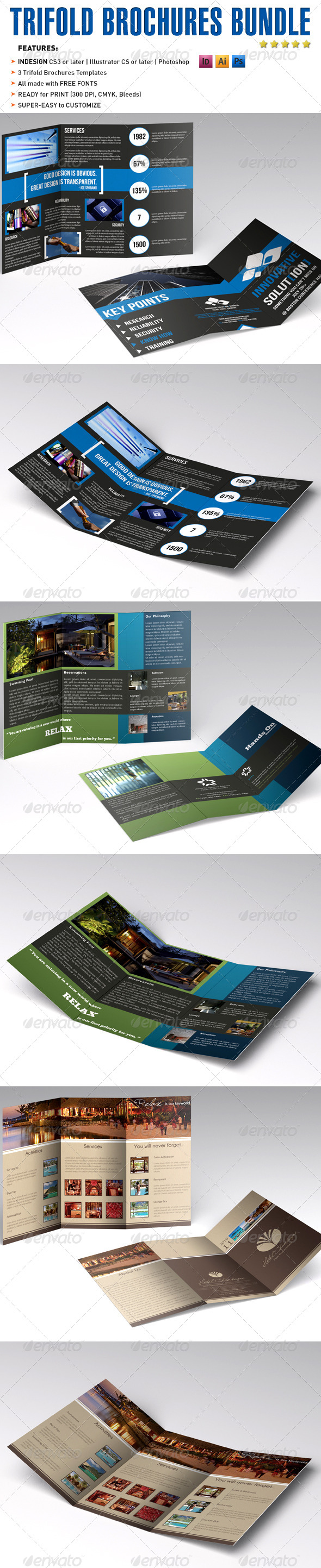Trifold Brochures Bundle - Corporate Brochures