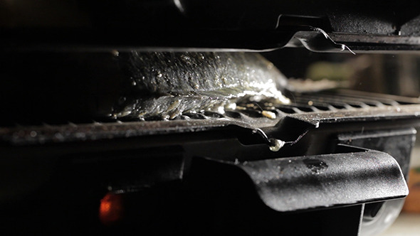 Fish Cooking In The Grill Fat Droplets Fish Cooking In The Grill Fat Droplets