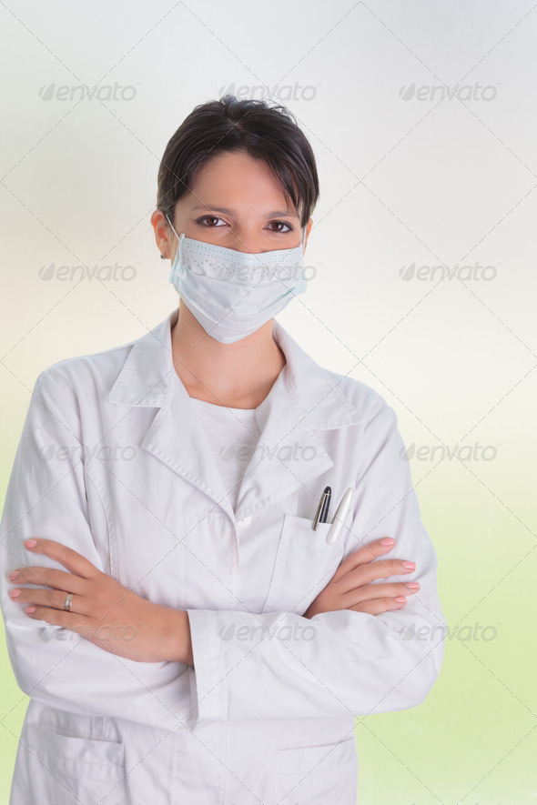 portrait of female doctor wearing mask