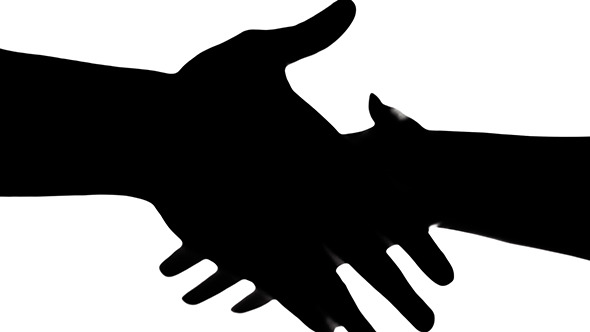 silhouette joining hands transparent background