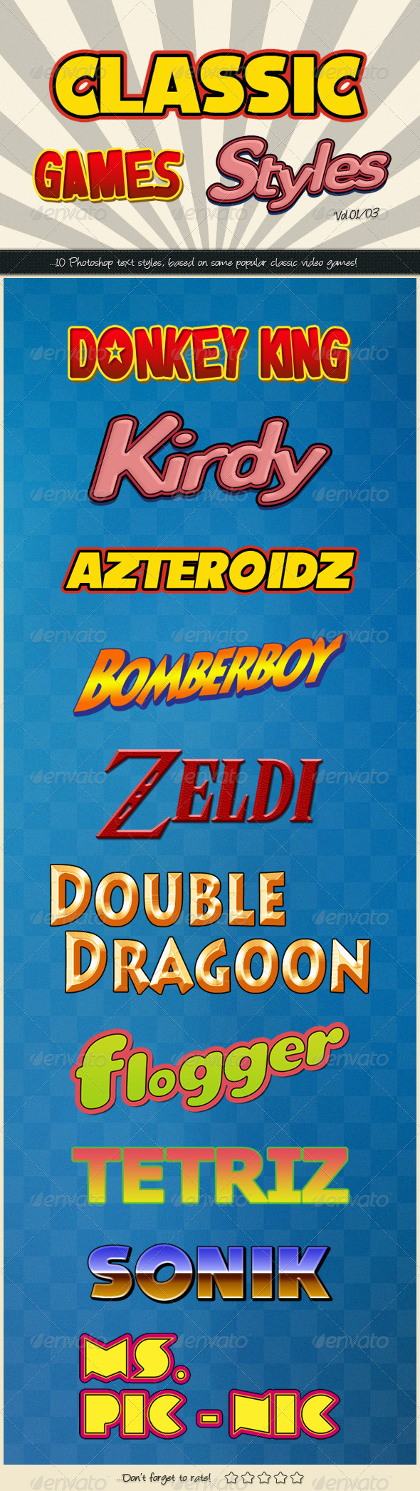 Photoshop Text Styles / Classic Games - Styles Photoshop