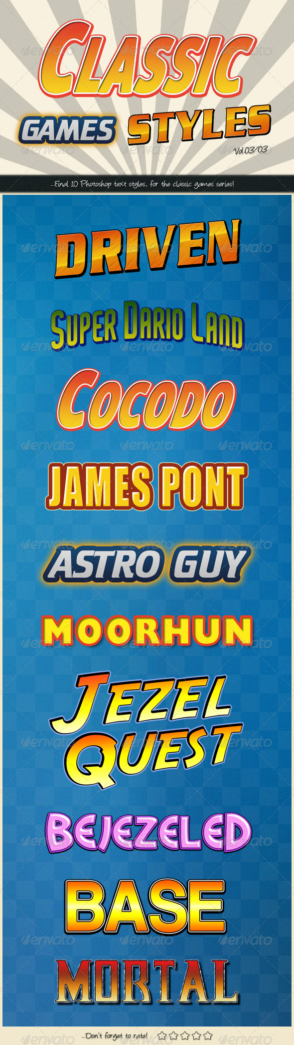 Photoshop Text Styles / Classic Games Vol.03 - Text Effects Styles