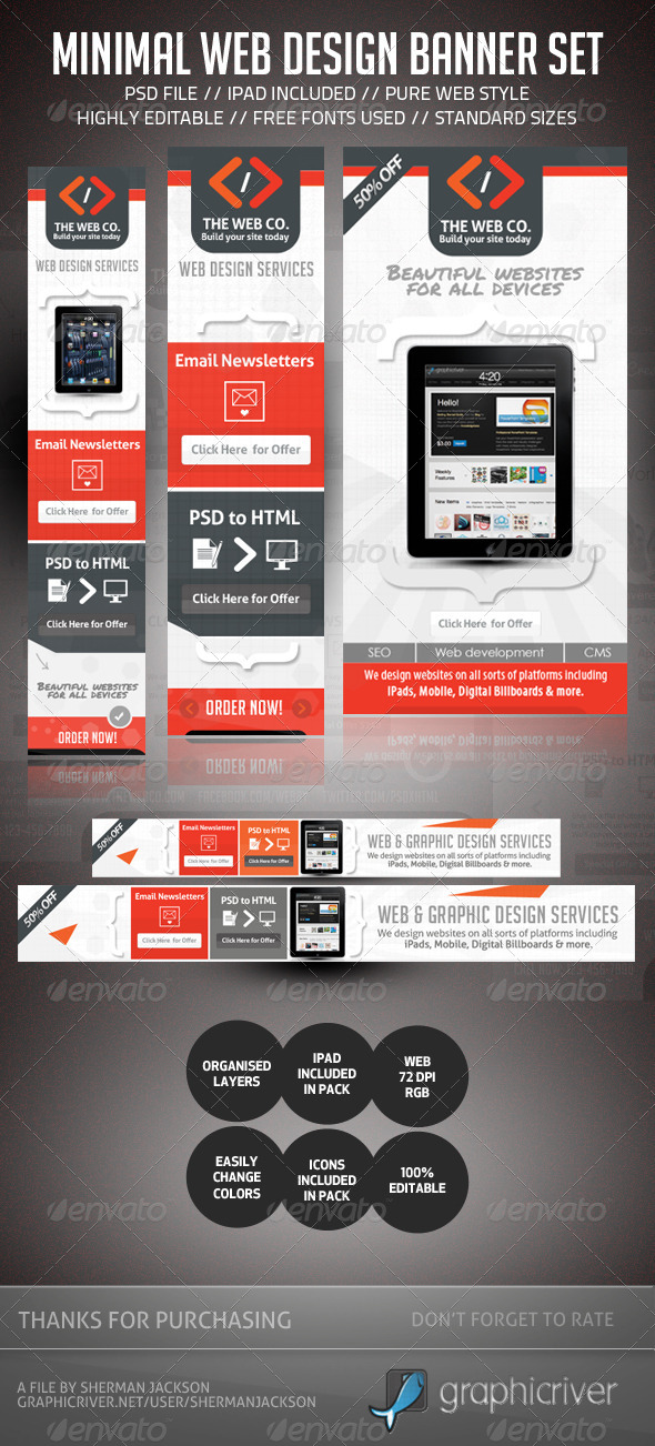 Minimal Web Design AD Banner Set Minimal Web Design AD Banner Set