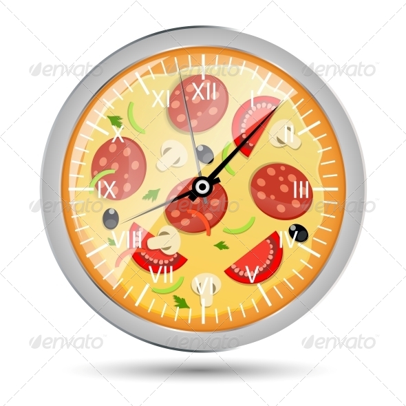 Pizza Watch Concept Vector Illustration Pizza Watch Concept Vector Illustration