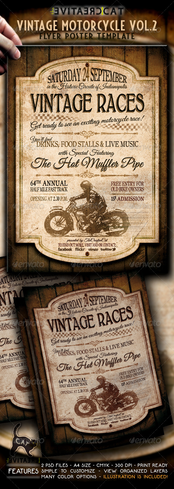 Vintage Motorcycle Flyer/Poster Vol.2 - Events Flyers