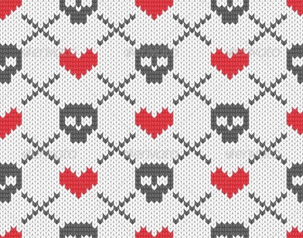 Knitted Pattern with Skulls Knitted Pattern with Skulls