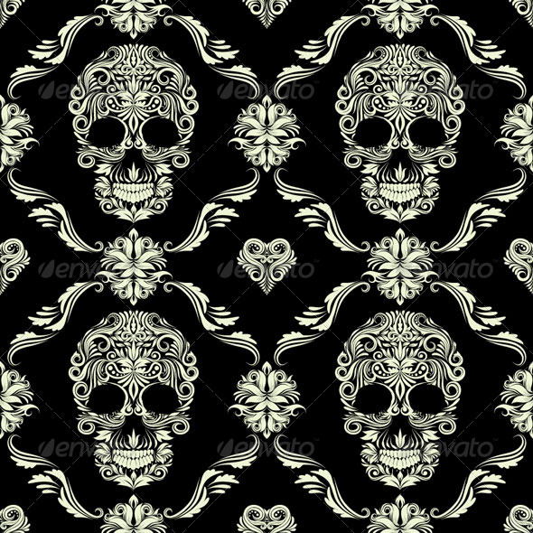 illustrator vector skull Ornamental  Pattern  Skull GraphicRiver