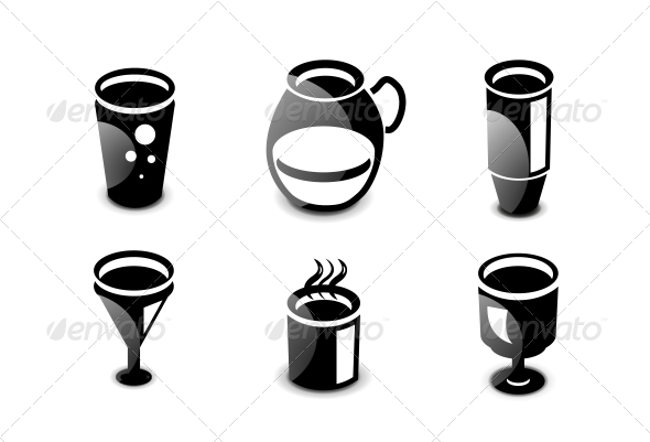 Glossy Drinks and Beverages Icon Set Glossy Drinks and Beverages Icon Set