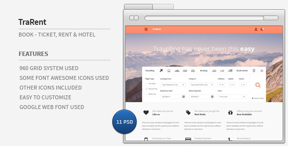 TraRent- Travelling,Renting,Hotel Booking Theme