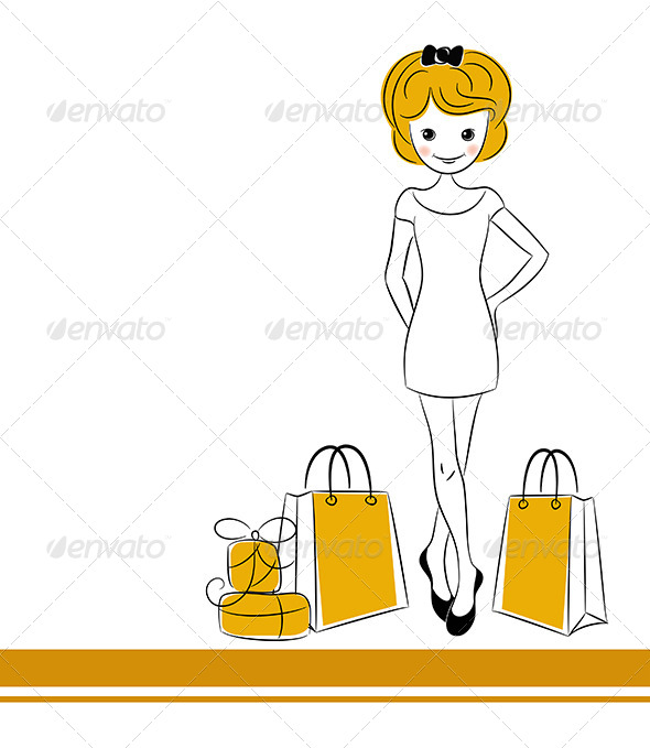 Pretty Blond Girl with Sales Bags Pretty Blond Girl with Sales Bags