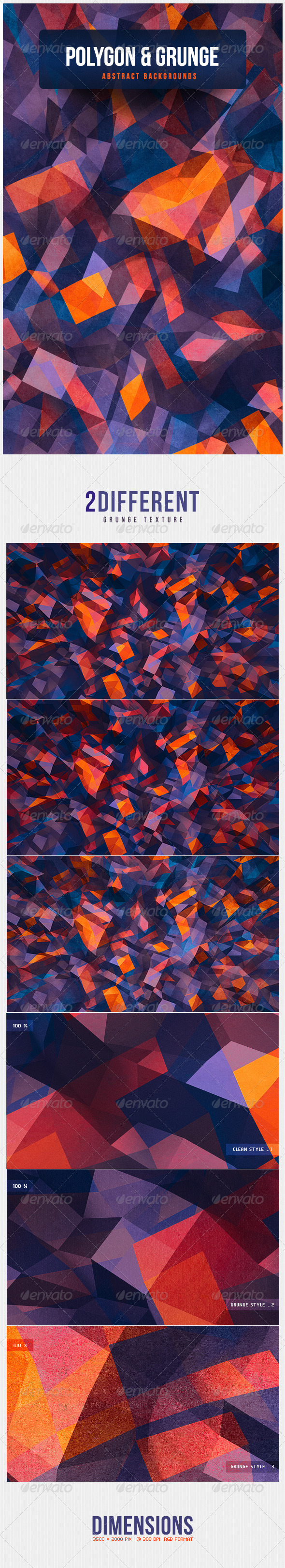 Polygon & Grunge Abstract Backgrounds