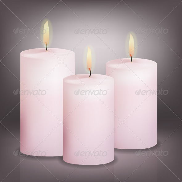 Vector Illustration of Three Pink Candles Vector Illustration of Three Pink Candles