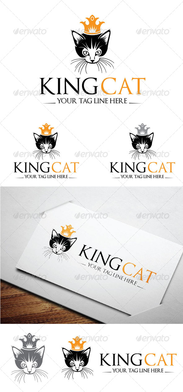 King Cat Logo Template