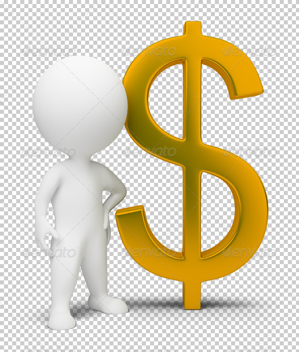 3D small people dollar sign 3D small people dollar sign