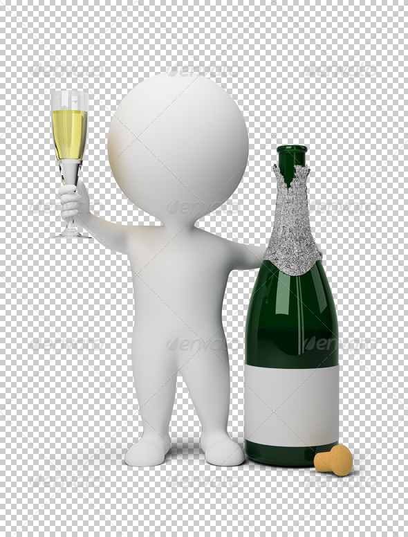 3D small people champagne 3D small people champagne