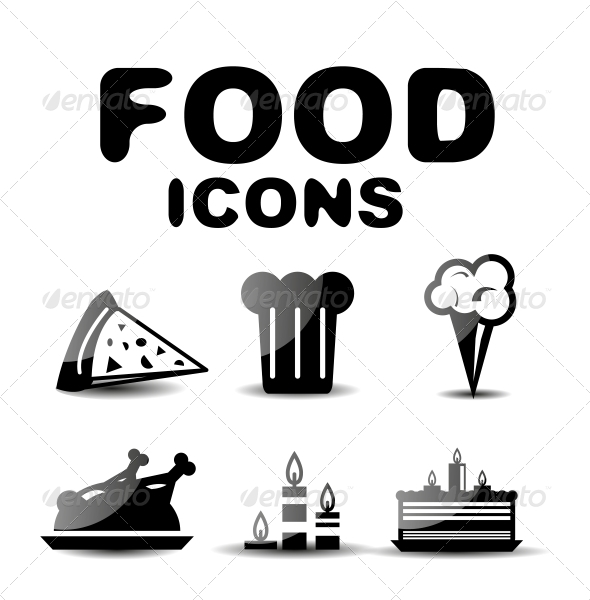 Food Black Glossy Icon Set Food Black Glossy Icon Set