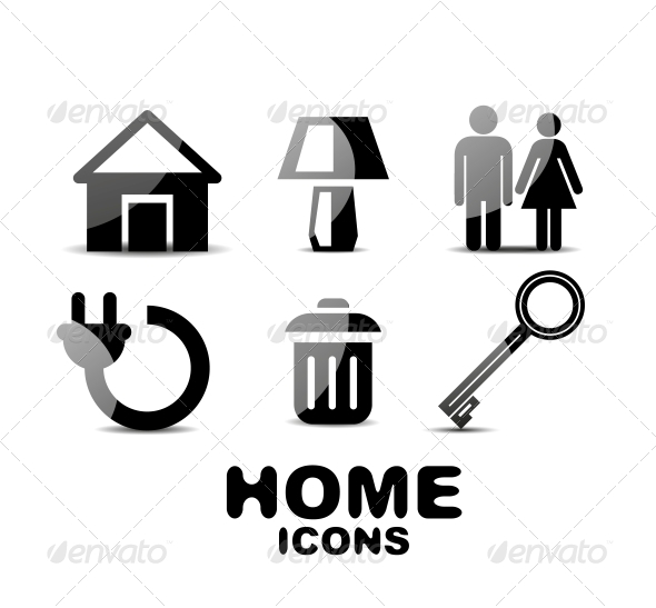 Black Glossy Home Icons Black Glossy Home Icons