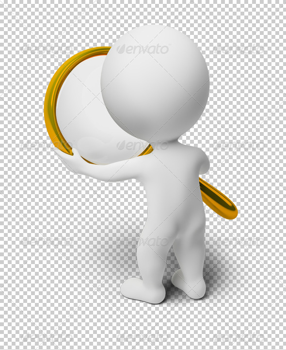 3D small people holds a magnifier 3D small people holds a magnifier