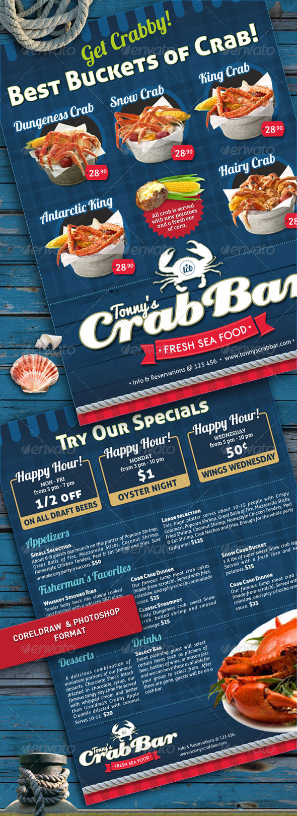 Crab Bar Menu Flyer Template Crab Bar Menu Flyer Template