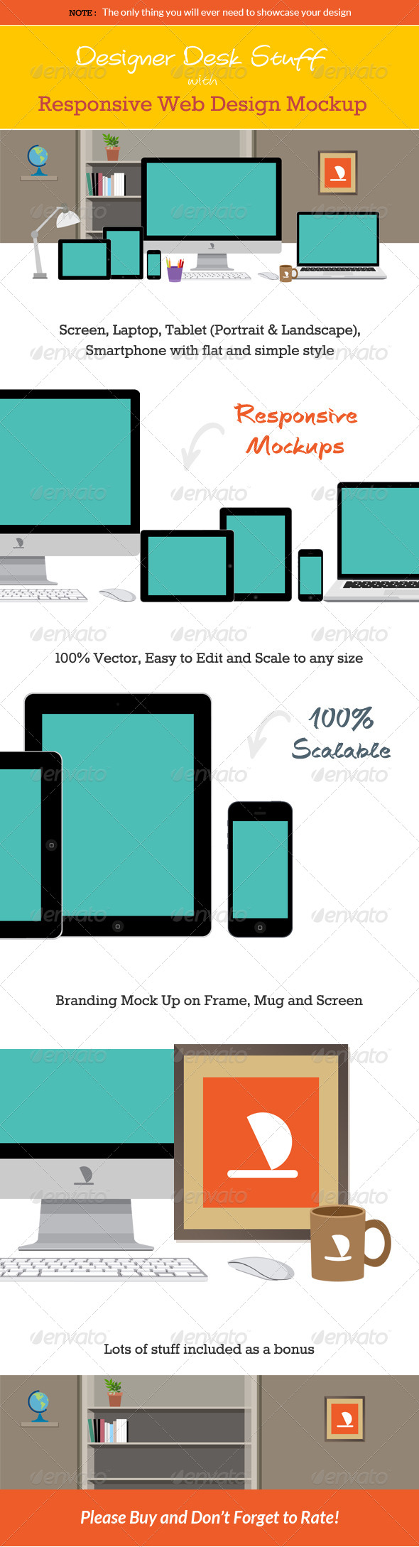 Designer Desk with Responsive Design Mockup Designer Desk with Responsive Design Mockup