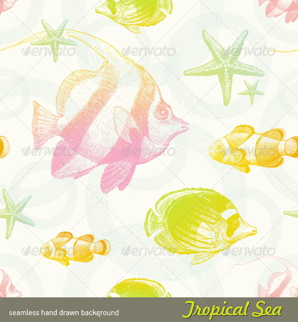 Seamless Pattern with Tropical Fishes Seamless Pattern with Tropical Fishes
