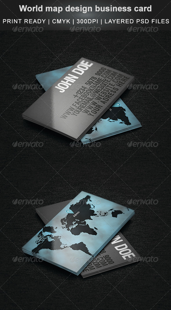 World Map Design Business Card World Map Design Business Card