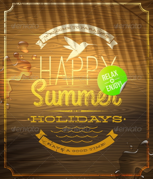 Summer Holidays Lettering Emblem Summer Holidays Lettering Emblem