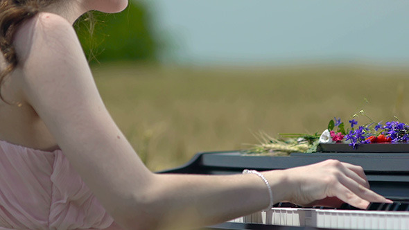 Girl Playing the Piano in Wheat Field 2 Girl Playing the Piano in Wheat Field 2