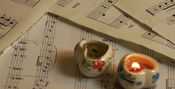 Heart Shape Candles on Music Sheets 2 Heart Shape Candles on Music Sheets 2
