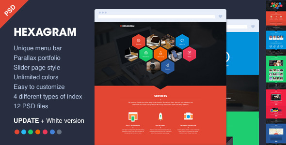 Hexagram - Unique onepage PSD portfolio