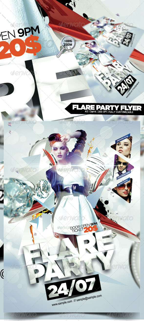 Flare Party Flyer - Flyers Print Templates