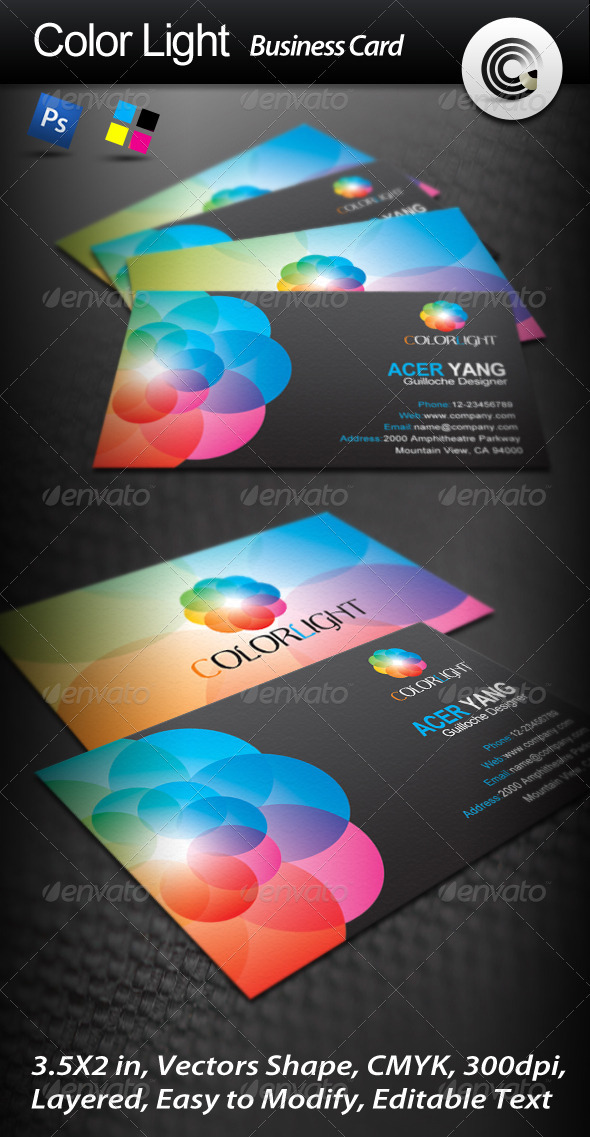 Color Light Business Card Color Light Business Card