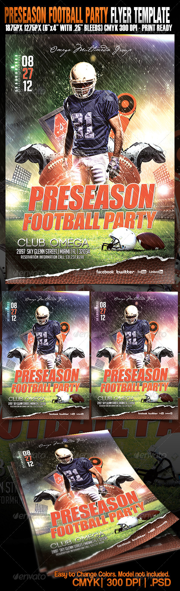 Preseason Football Party - Events Flyers