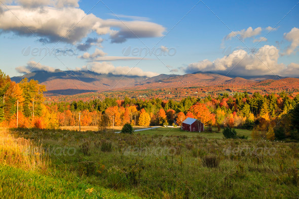 Fall foliage on Mt. Mansfield in Stowe, Vermont, USA