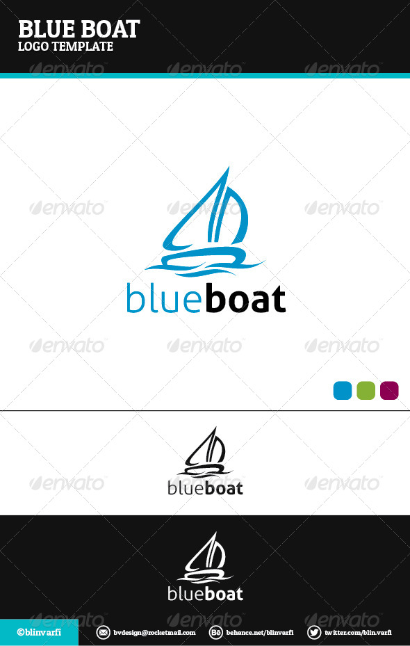 Blue Boat Logo Template - Symbols Logo Templates