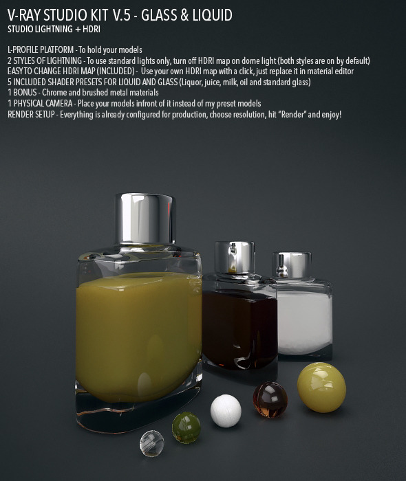 Vray Studio Setup v.5 - Glass & Liquid - 3DOcean Item for Sale