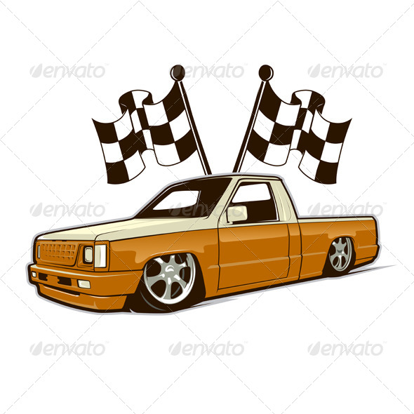 Race Car Truck and Flags