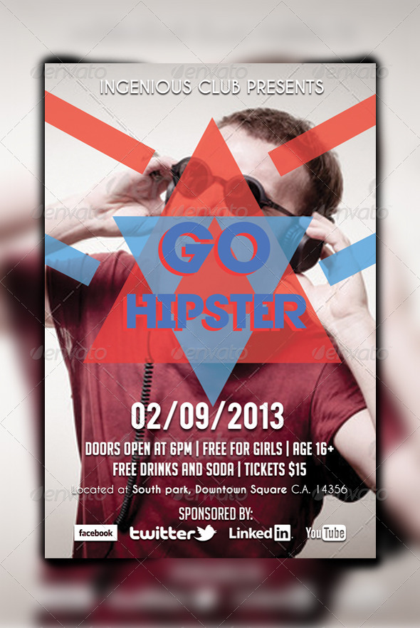 Go Hipster Party Flyer Go Hipster Party Flyer