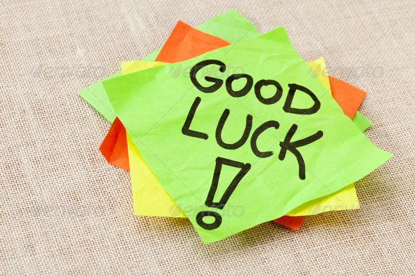 Good luck on sticky note - Stock Photo - Images