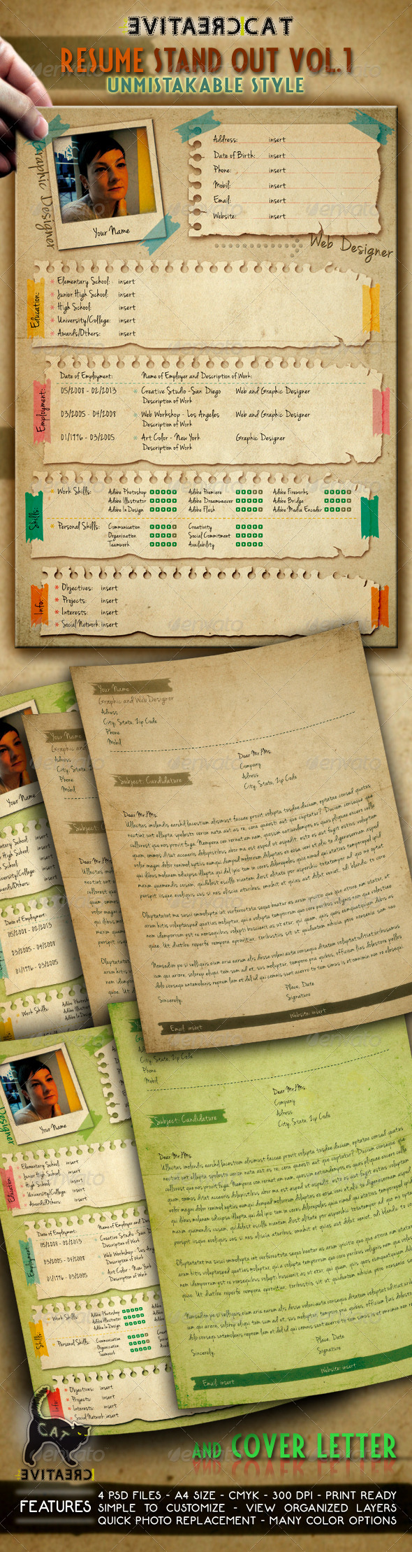 Resume/CV + Cover Letter Vol.1 - Resumes Stationery