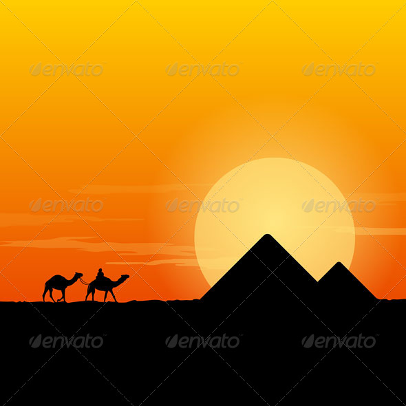Camel Caravan and Pyramid Camel Caravan and Pyramid