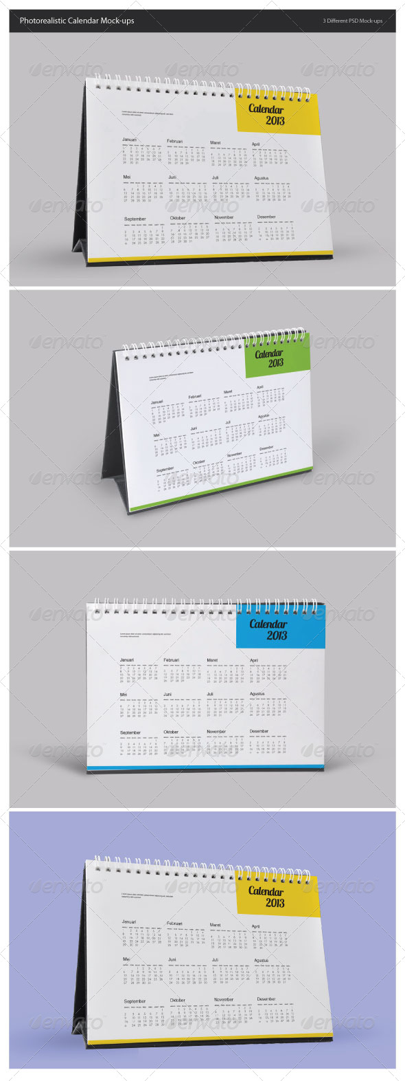 Photorealistic Calendar Mock-Ups