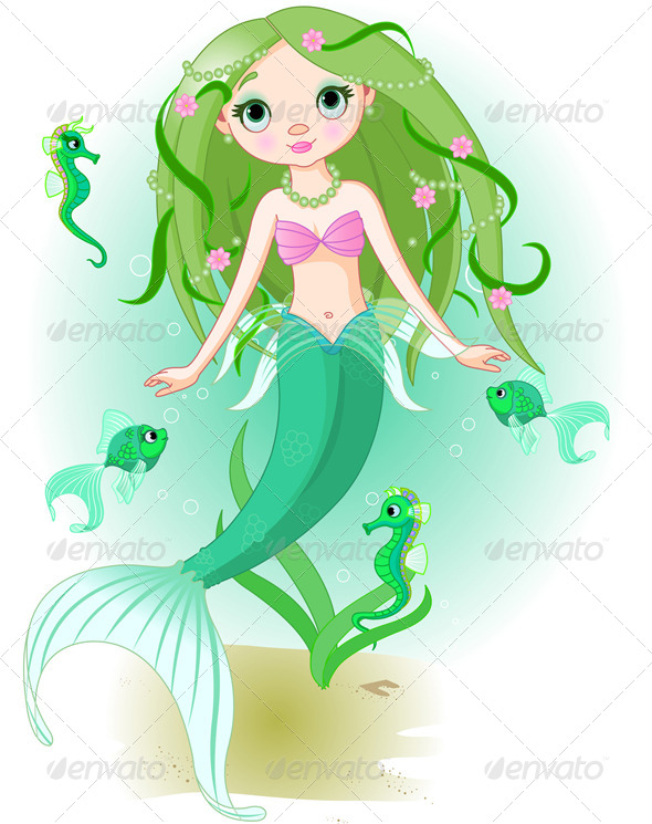 Mermaid Girl under the Sea