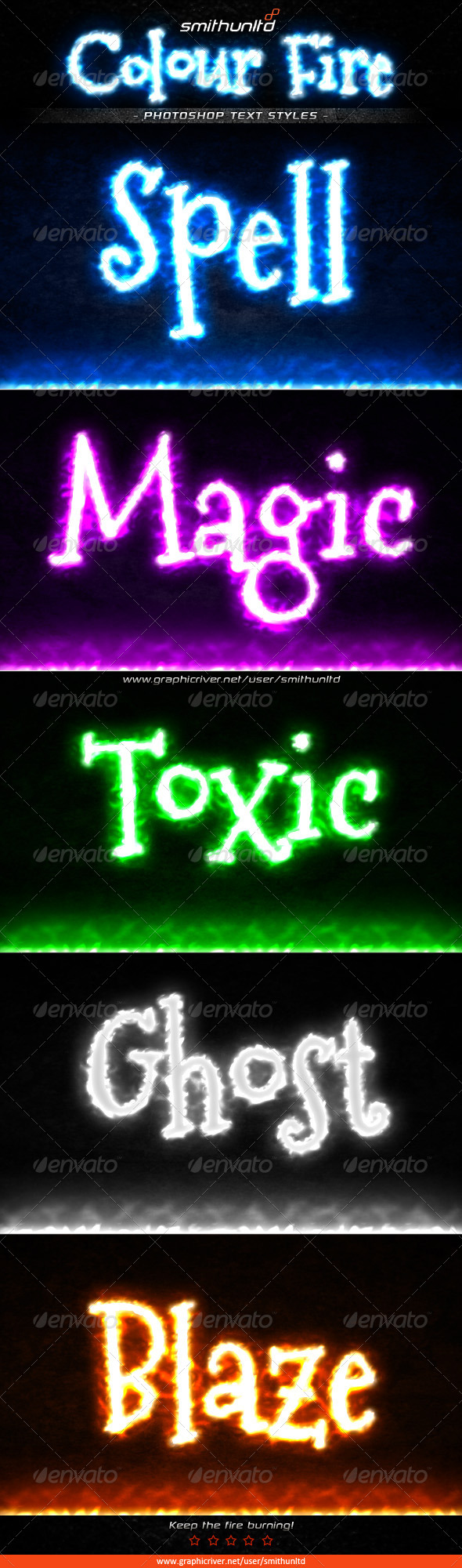 Colour Fire Text Styles - Text Effects Styles