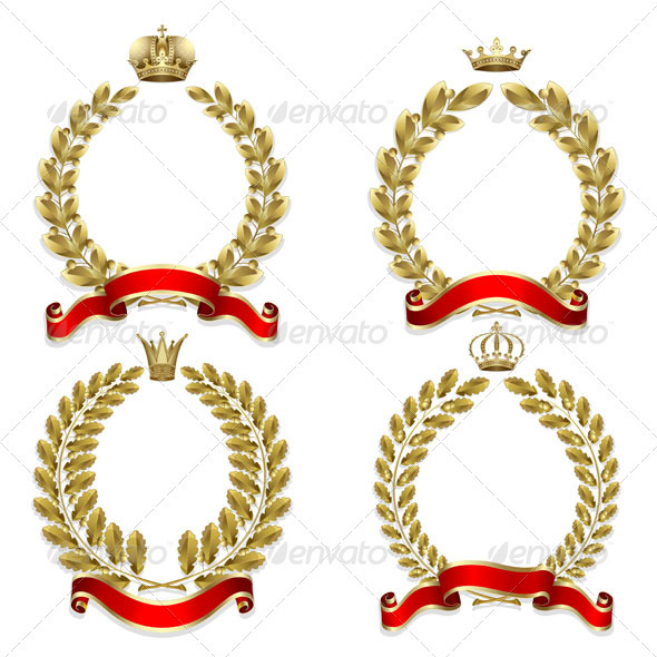 Set from Gold Laurel and Oak Wreath Set from Gold Laurel and Oak Wreath