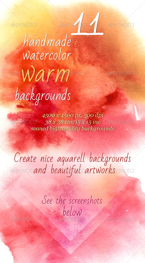 11 Handmade Warm Watercolor Backgrounds 11 Handmade Warm Watercolor Backgrounds