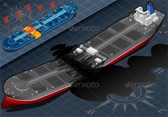Isometric Ship Tanker Destroyed in Two Parts Isometric Ship Tanker Destroyed in Two Parts