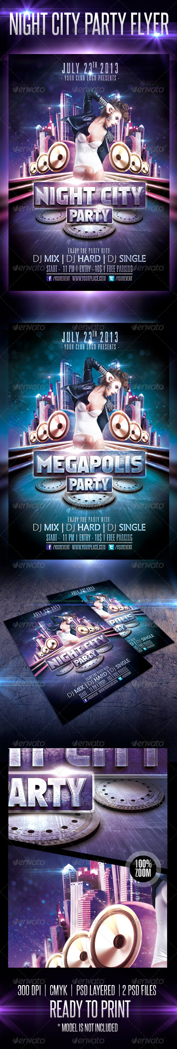 Night City Party Flyer Template - Clubs & Parties Events