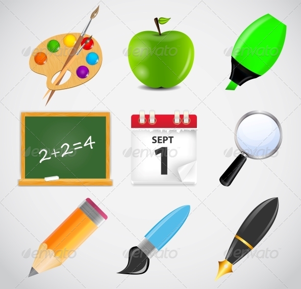 Different School Icon Vector Illustration Set 1 Different School Icon Vector Illustration Set 1